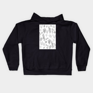 Black and White Botanical Pattern Kids Hoodie